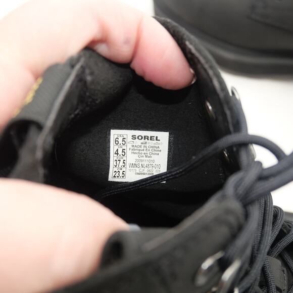 NEW Sorel Hi-Line Heel Lace Boots Women's 6.5 Waterproof Booties Black - Picture 12 of 12